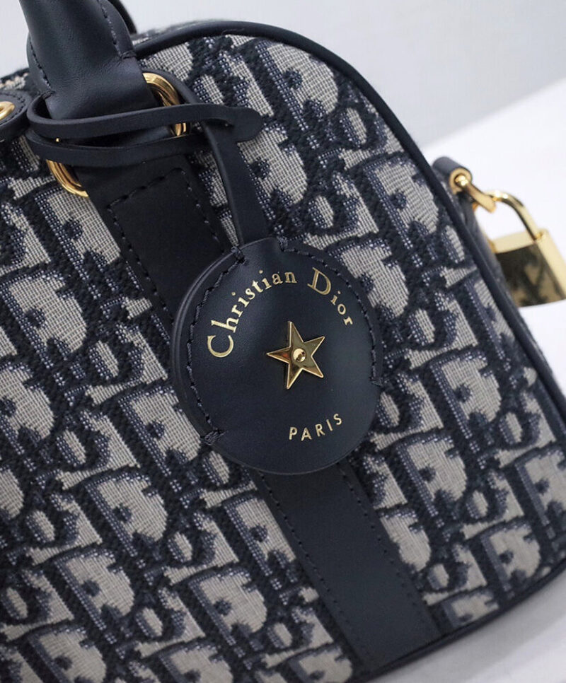 Christian Dior Medium D-Vibe Bowling Bag Dark Blue